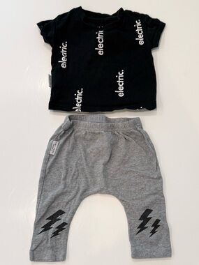 Tiny Tribe Electric Tee and pants set 0-3m